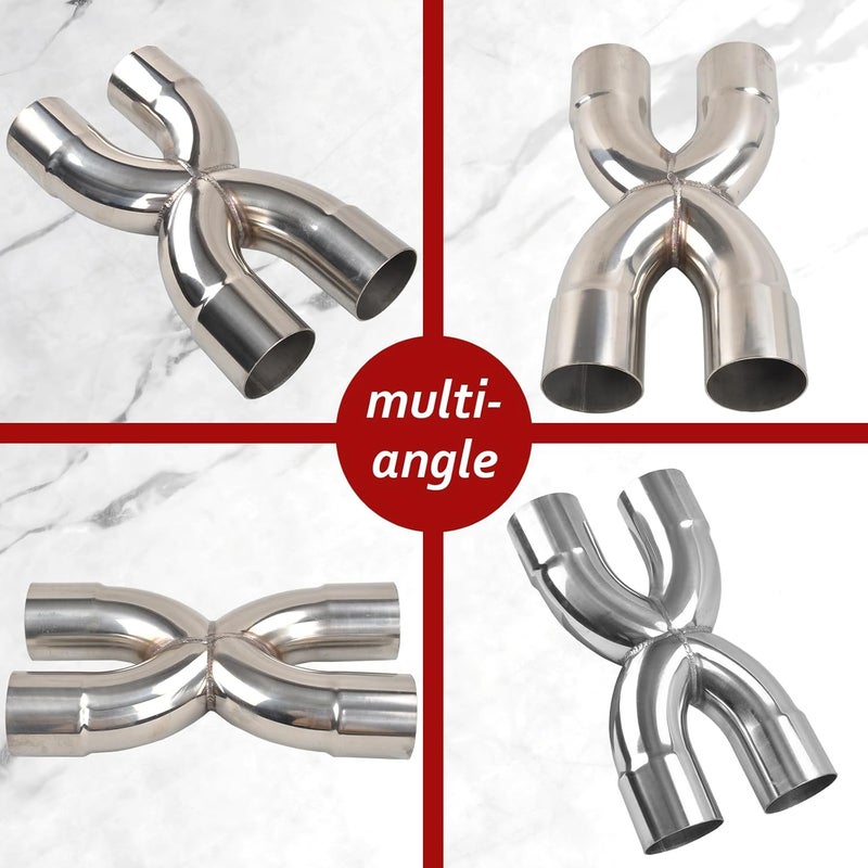 BIGREAT Exhaust Tip X Pipe 2.5'' Inch Inlet/Outlet Diameter, 12'' Inch Overall Length,Muffler Tip, Crossover X Pipe Polished Stainless Steel Weld On - Image 3